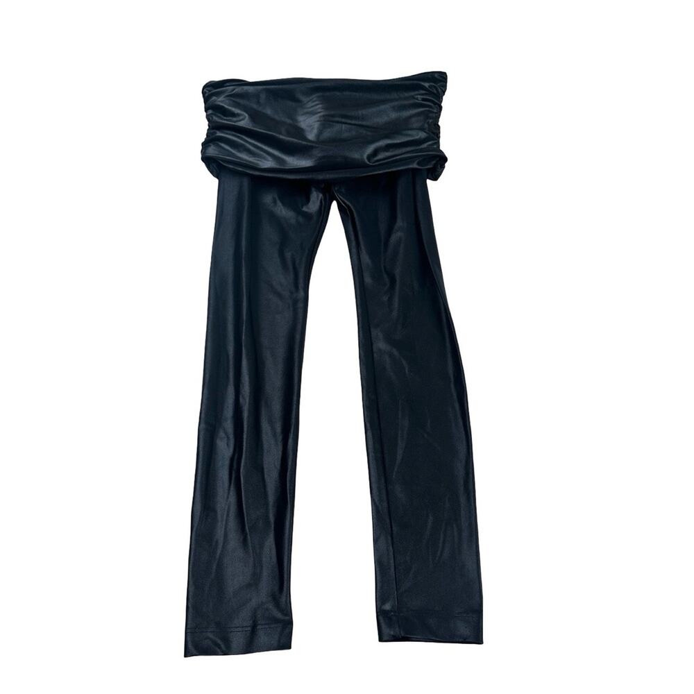 NWT Koral Infinity H2O Black Coated Cropped Leggings Foldover Waist XL